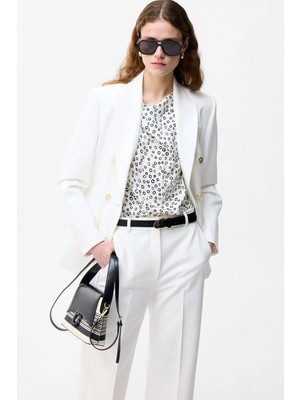 Adl Degaje Yaka Kolsuz Bluz Kemik 11546542000