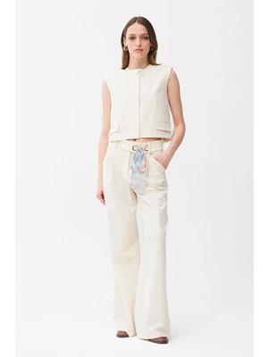 Adl Kuş Gözü Detaylı Pantolon Vanilya 15346358000