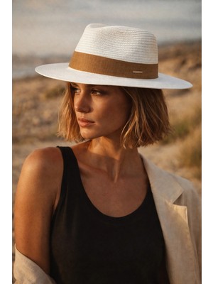 Külah Coastal Shade Ipli Panama Şapka — Keten Bantlı Doğal Hasır Yaz Şapkası