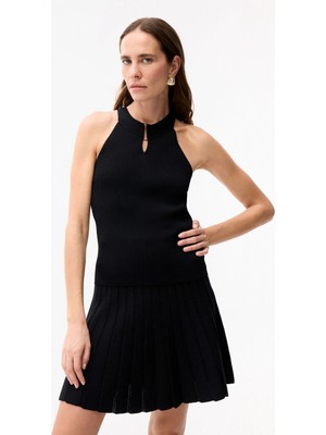 adL Halter Yaka Triko Bluz Siyah 11546112000