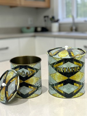 Lüx Metal Patates Soğanlık Kovası Sebze Saklama Kabı
