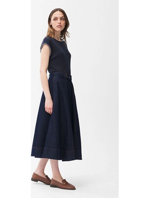 adL Volanlı Denim Etek Lacivert 12746643000