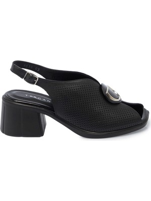 Tergan Siyah Hakiki Deri Kadın Sandalet - K25Y1AY67960-A23