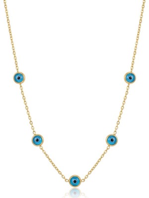 Filiya Gold Mavi Boncuklu Kolye