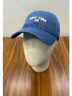 Hamze Denim Jean Kot Kumaş Nakışlı Vintage Beyzbol Unisex Cap Şapka