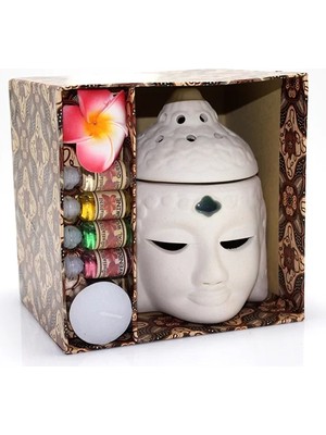 Uravas Store Seramik Buda Büstü Buhurdanlık Seti No:03