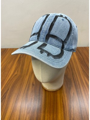Hamze Denim Jean Kot Kumaş Nakışlı Vintage Beyzbol Unisex Cap Şapka