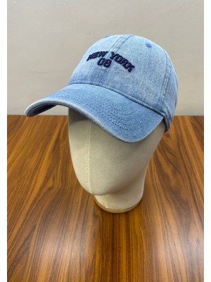 Hamze Denim Jean Kot Kumaş Nakışlı Vintage Beyzbol Unisex Cap Şapka