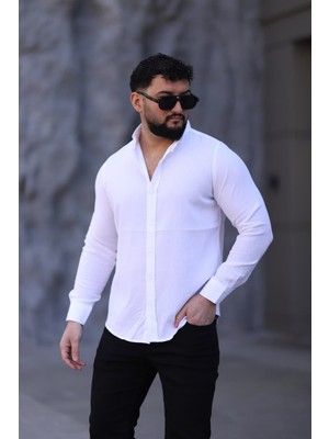 L-KOM Erkek %100 Pamuk Gömlek Uzun Kollu Regular Fit