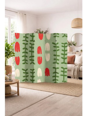 Artavessa Dekoratif 5 Kanatlı Dijital Baskılı Kanvas Paravan - Seperatör - 200X180 cm - Model 10