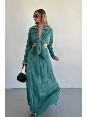 Ru Collective Mint Fitilli Gömlek ve Uzun Etek Takım