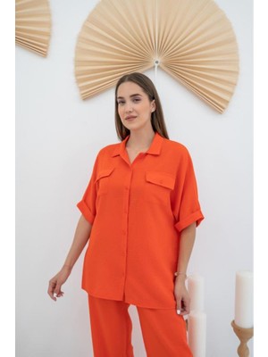 Ru Collective Oranj Gömlek ve Pantolon Takım