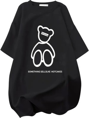 Ru Collective Baskılı Oversize Bisiklet Yaka T-Shirt - Siyah