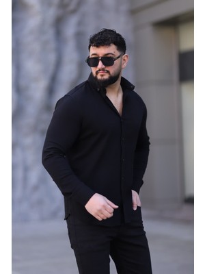 L-KOM Erkek %100 Pamuk Gömlek Uzun Kollu Regular Fit