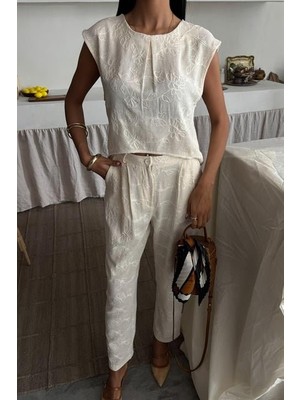 Ru Collective Shalina Süzüne Nakışlı Crop Takım 9796-08