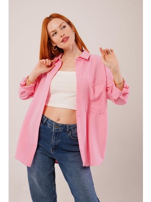 Ru Collective Salaş Kesim Cepli Pembe Gömlek