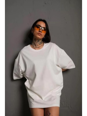 Ru Collective 24/1 Düz A Kalite Oversize T-Shirt - Beyaz