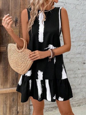 Ru Collective Kadın Kolsuz Bisiklet Yaka Arkadan Fiyonklu Süprem Kısa Elbise