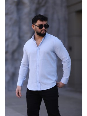 L-KOM Erkek %100 Pamuk Gömlek Uzun Kollu Regular Fit