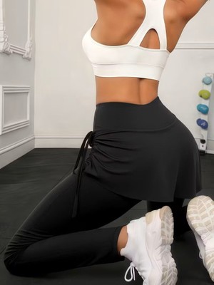 Ru Collective Kadın Yüksek Belli Yandan Büzgülü Paçaya Doğru Geniş Dalgıç Tayt