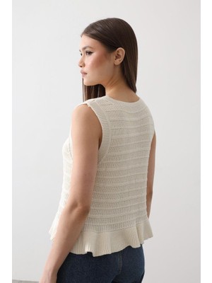 Ru Collective Önü Bağlamalı Yelek - Ekru