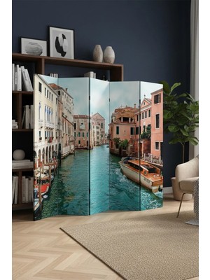 Artavessa Dekoratif 5 Kanatlı Dijital Baskılı Kanvas Paravan - Seperatör - 200X180 cm - Model 3