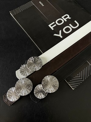 Fiori Yuvarlak Gold Toka Kadın Kemeri, Pantolon Kemeri, Ceket Kemeri, Elbise Kemeri, Gömlek Kemeri