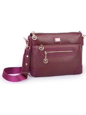 Nas Bag Kadın Spor Şık Günlük Postacı Çapraz Çanta (En 25 cm ;boy 22 cm ) Bordo Victoria