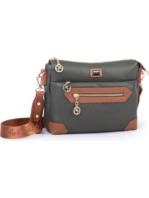Nas Bag Kadın Spor Şık Günlük Postacı Çapraz Çanta (En 25 cm ;boy 22 cm ) Haki Taba Victoria