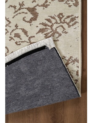 Şekerci Tekstil Krem Sarı Şönil Premium Kilim Kaymaz Tabanlı Makinede Yıkanabilir Robot Süpürgeye Uyumlu Özel Ölçü Salon Halısı