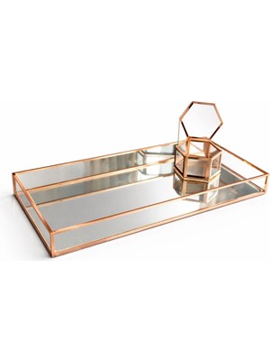 Güven Nişan Yüzük Cam Tepsi Ayna Taban Altıgen Yüzük Kutulu