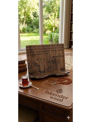 İskender Wood Ahşap İskender wood Ahşap Risale-I Nur Vecizeli Kitap Kuran Okuma Rahlesi Tablet Tutucu Stand
