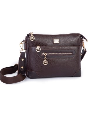 Nas Bag Kadın Spor Şık Günlük Postacı Çapraz Çanta (En 25 cm ;boy 22 cm ) Kahverengi Victoria