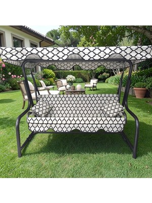 Kapella 3 Kişilik Salıncak Lüks Kılıf Seti Süngersiz Alaçatı Desen 164*47