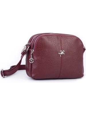 Nas Bag Kadın Günlük Şık Çok Gözlü Çapraz Çanta Bordo Victoria