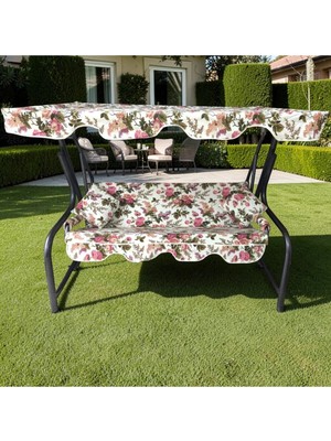 Kapella 3 Kişilik Salıncak Lüks Kılıf Seti 10CM Süngerli Ingiliz Gülü