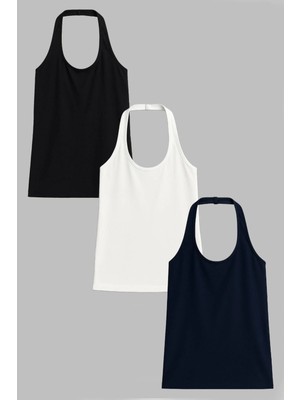 Cotenconcept 3 Adet Pamuk Karışımlı Halter Yaka Atlet Tişört