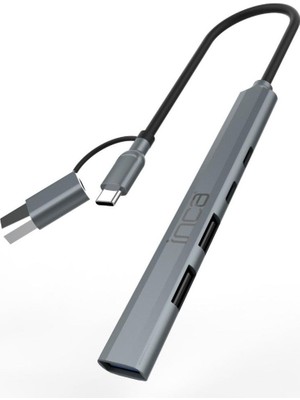 Inca İutp-06Tx 5İn1 Usb 3.0 + 2Xusb 2.0+Type-C+Pd 100W Usb+Type-C Çoklayıcı 3.0 İle 5 Gbps