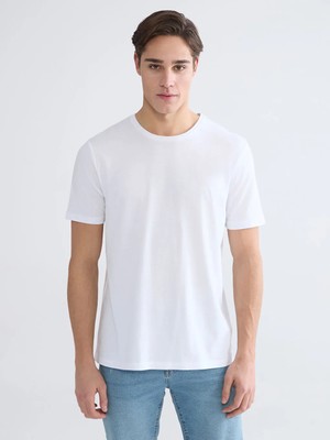 LC Waikiki Lcwaıkıkı Classic Beyaz Bisiklet Yaka Erkek Soft Touch Tişört