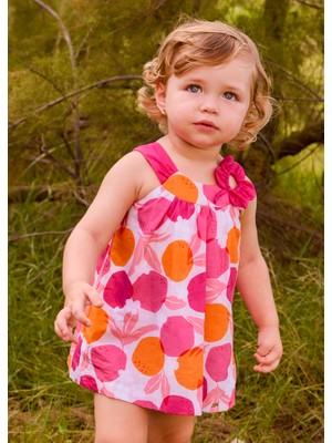 Mayoral 1-4 Yaş Arası Baskılı Çiçek Detaylı Elbise - Fuşya