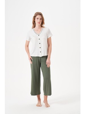 Pjs Kadın Yeşil Düğmeli Pijama Takımı 29022