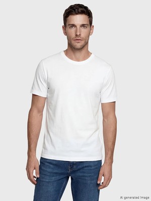 LC Waikiki Lcwaıkıkı Classic Beyaz Bisiklet Yaka Erkek Penye Tişört