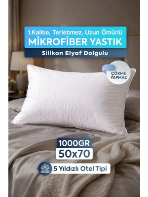 DuruClass Mikrofiber Yastık Silikon Elyaf Otel Tipi 1000Gr Silikon Elyaf Dolgulu Destek 50x70
