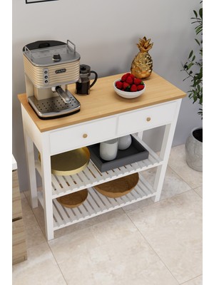 Feyza Design Şık Ahşap Beyaz Dresuar - 80 cm Yükseklik, 88 cm Genişlik