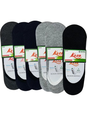 Koza Erkek 6'lı Bambu Dikişsiz Silikon Destekli Babet Çorap