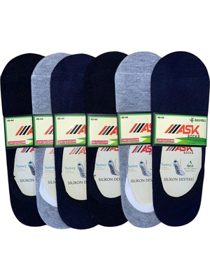 Ask Erkek 6'lı Bambu Dikişsiz Silikon Destekli Babet Çorap