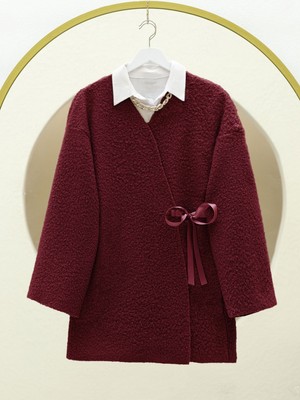 Modamorfo Yandan Bağlamalı Buklet Kimono  -Bordo