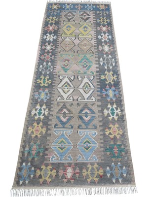 Zehra Abla Halı Vintage El Dokuma Nadir Pastel Sarız Kayseri Yün Yolluk Kilim 7190