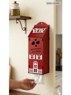 Mrx -Home Dekoratif Poşetlik Duvara Asılabilir & Tezgah Üstü Mutfak Organizer
