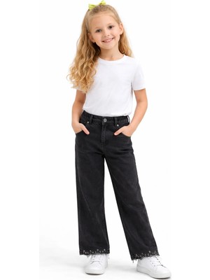 Modaplaza Kız Çocuk Paça Çiçek Nakışlı Pantolon 2060